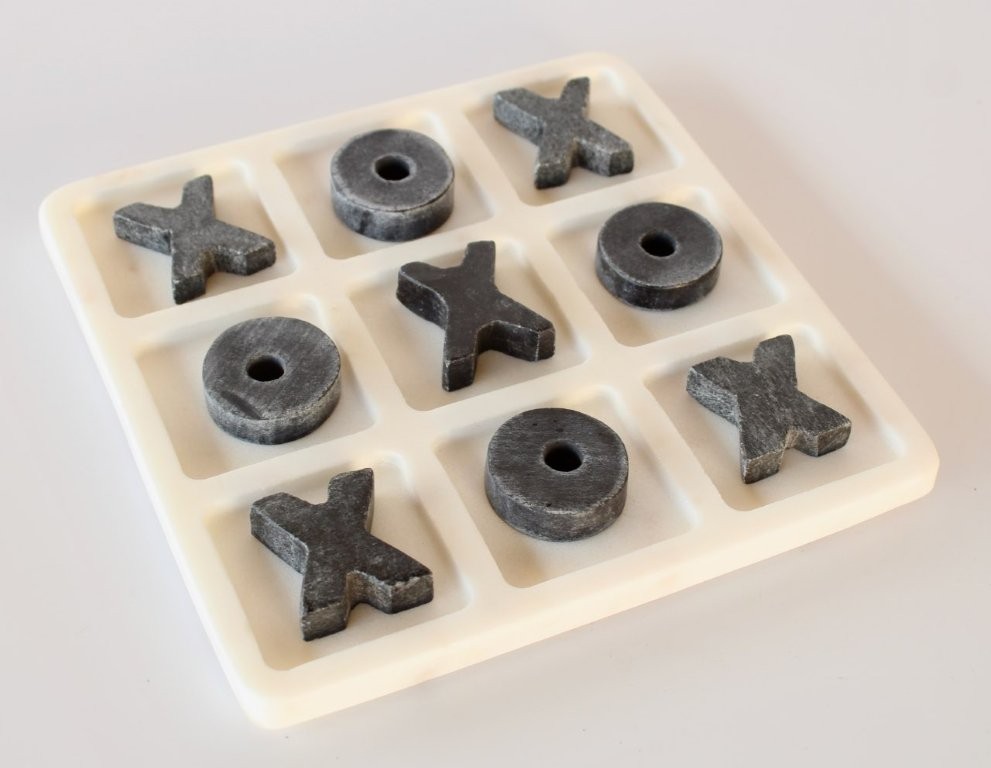 Grey & White Marble Noughts & Crosses